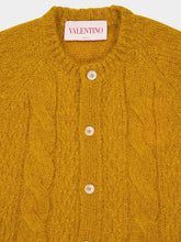 Valentino Garavani Ochre Yellow Mohair Wool Loose-Fit Cardigan