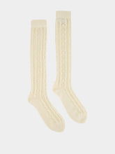 Valentino Garavani Butter Perforated Cotton Socks with VLogo