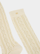 Valentino Garavani Butter Perforated Cotton Socks with VLogo