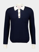 Valentino Garavani Indigo Long-Sleeved Cotton Polo Shirt