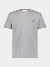 Valentino Garavani Grey Cotton T-Shirt with VLogo Patch