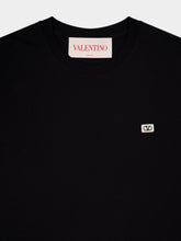 Valentino Garavani Black Cotton T-Shirt with VLogo Patch
