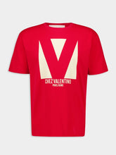 Valentino Garavani Red Cotton T-Shirt with Chez Valentino Print
