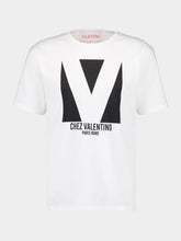 Valentino Garavani Ivory Cotton T-Shirt with Chez Valentino Print