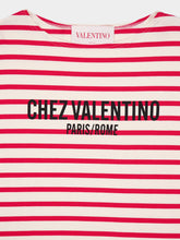 Valentino Garavani Ivory and Red Striped Cotton Jersey Long-Sleeved Top
