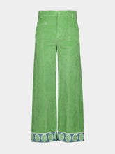 Valentino Garavani Laurel Velvet Trousers with Jacquard Hems
