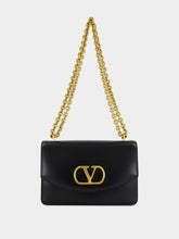Valentino Garavani Black Vain Shoulder Bag in Shiny Calfskin