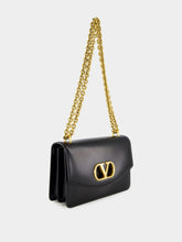 Valentino Garavani Black Vain Shoulder Bag in Shiny Calfskin