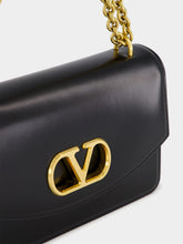 Valentino Garavani Black Vain Shoulder Bag in Shiny Calfskin
