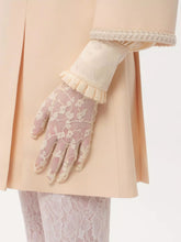 Valentino Garavani VLogo Signature Lace Gloves in Butter Gold