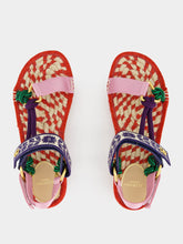 Valentino Garavani Red Lake Powell Sandal with Grape Embroidery