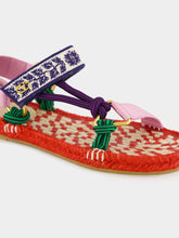 Valentino Garavani Red Lake Powell Sandal with Grape Embroidery