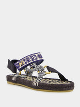 Valentino Garavani Black Lake Powell Sandal with Grape Embroidery