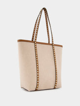 Valentino Garavani Natural and Tobacco Canvas Rockstud Tote Bag