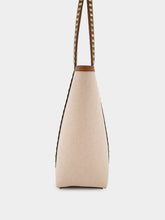 Valentino Garavani Natural and Tobacco Canvas Rockstud Tote Bag