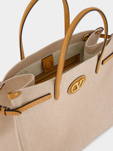 Valentino Garavani Natural and Tobacco Canvas Shopping Bag