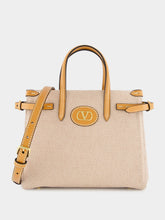 Natural and Tobacco Antibes Small Canvas Shopping Bag | PDP - Fashion Clinic