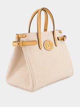 Natural and Tobacco Antibes Small Canvas Shopping Bag | PDP - Fashion Clinic