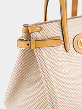 Natural and Tobacco Antibes Small Canvas Shopping Bag | PDP - Fashion Clinic