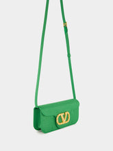 Valentino Garavani Green Loco Moiré Clutch with Jewel Logo