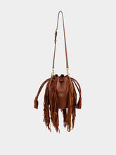 Valentino Garavani Deep Caramel Fringed Leather Small Shoulder Bag