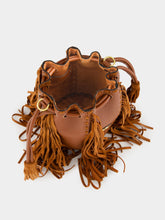 Valentino Garavani Deep Caramel Fringed Leather Small Shoulder Bag