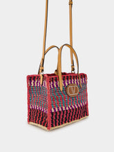 Valentino Garavani Small Crochet Raffia Tote Bag with VLogo