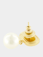 Valentino Garavani Black and Gold Ovalette Pearl Earrings