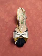 Valentino Garavani Black and Silver Bowow Slingback Pumps in Moiré Fabric