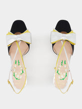 Valentino Garavani Black and Silver Bowow Slingback Pumps in Moiré Fabric