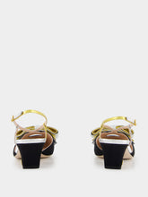 Valentino Garavani Black and Silver Bowow Slingback Pumps in Moiré Fabric