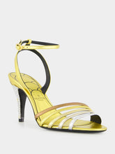 Valentino Garavani Gold Ladycrush Sandal with Crystals