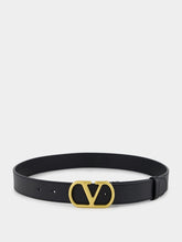 Valentino Garavani Black VLogo Signature Belt in Shiny Calfskin