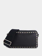 Valentino Garavani Black Rockstud Grained Leather Crossbody Bag