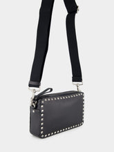 Valentino Garavani Black Rockstud Grained Leather Crossbody Bag