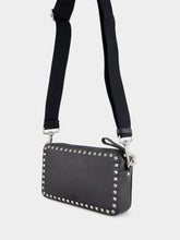 Valentino Garavani Black Rockstud Grained Leather Crossbody Bag