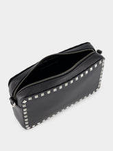 Valentino Garavani Black Rockstud Grained Leather Crossbody Bag