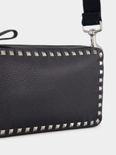 Valentino Garavani Black Rockstud Grained Leather Crossbody Bag