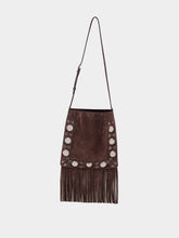 Valentino Garavani Dark Brown Plaque Fringed Edge Crossbody Bag