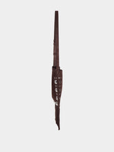 Valentino Garavani Dark Brown Plaque Fringed Edge Crossbody Bag