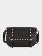 Rockstud Large Messenger Bag in Black Leather