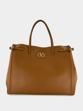 Antibes Large Calfskin Shopping Bag in Tobacco Brown