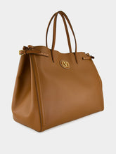 Antibes Large Calfskin Shopping Bag in Tobacco Brown
