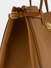 Valentino Garavani Antibes Large Calfskin Shopping Bag in Tobacco Brown