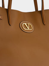 Valentino Garavani Antibes Large Calfskin Shopping Bag in Tobacco Brown