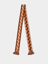 Orange Cotton Jacquard Scarf with Fringe | PDP - Fashion Clinic