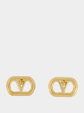 Valentino Garavani Gold Ovalette VLogo Metal Earrings