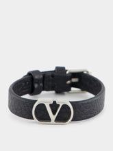 Valentino Garavani Black VLogo Leather Bracelet