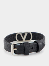 Valentino Garavani Black VLogo Leather Bracelet