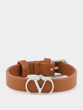 Valentino Garavani Deep Caramel VLogo Leather Bracelet
